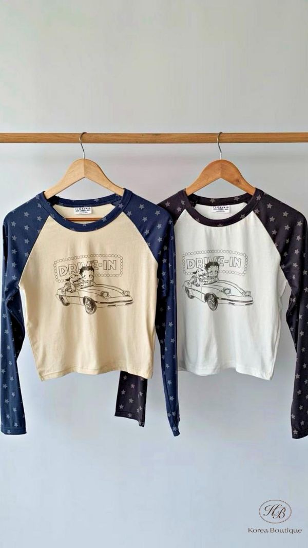 FW2643 秋季 貝蒂娃娃星星撞色tee 