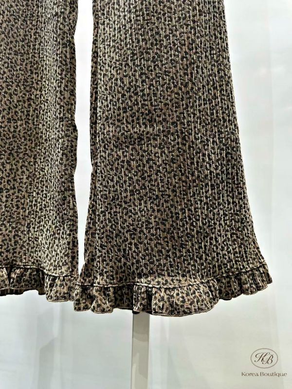 FWKR106 冬季 小豹紋斑點花邊褲 