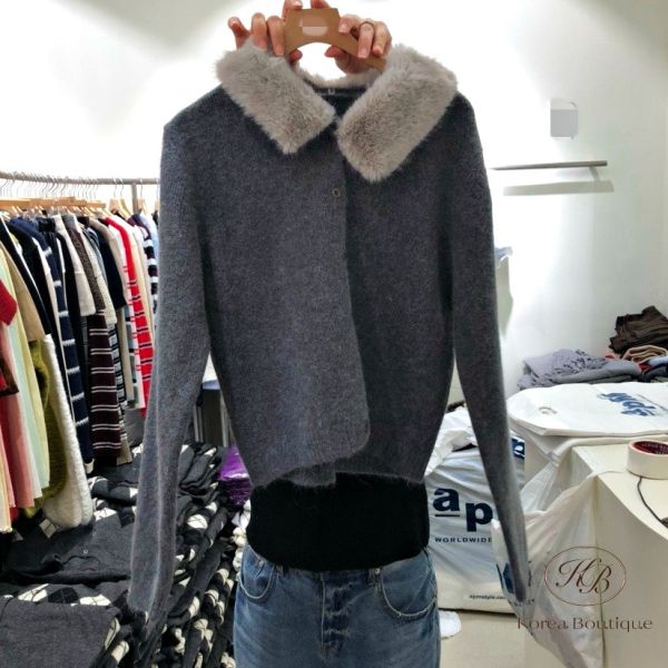 Fw483 冬季 毛毛領針織外套 