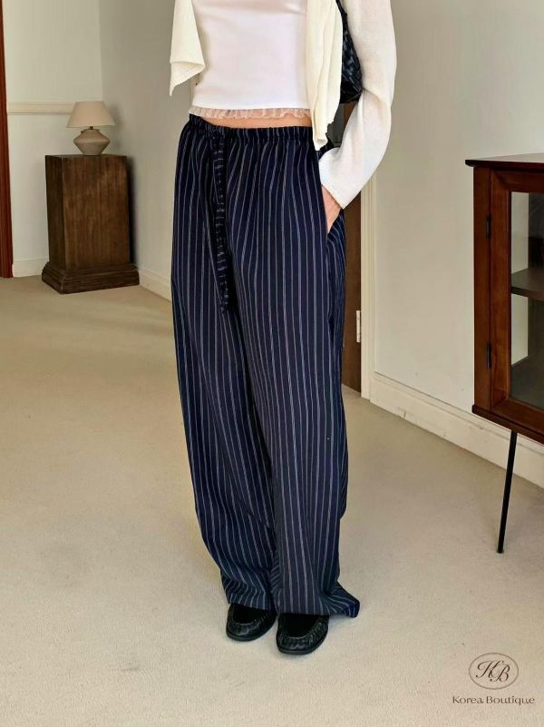 SS437 春季 休閒條紋直筒褲 
