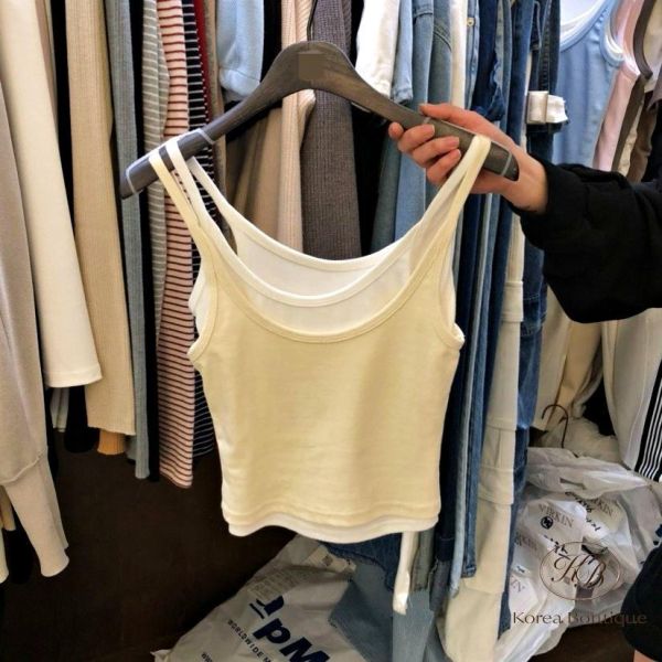 SS217 春季 假兩件背心 