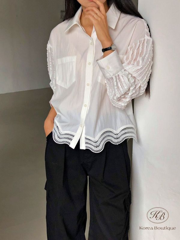 Fw144 秋季 波浪下擺襯衫 