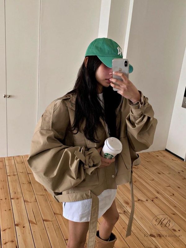 SS189 春季 好看的短版風衣外套 