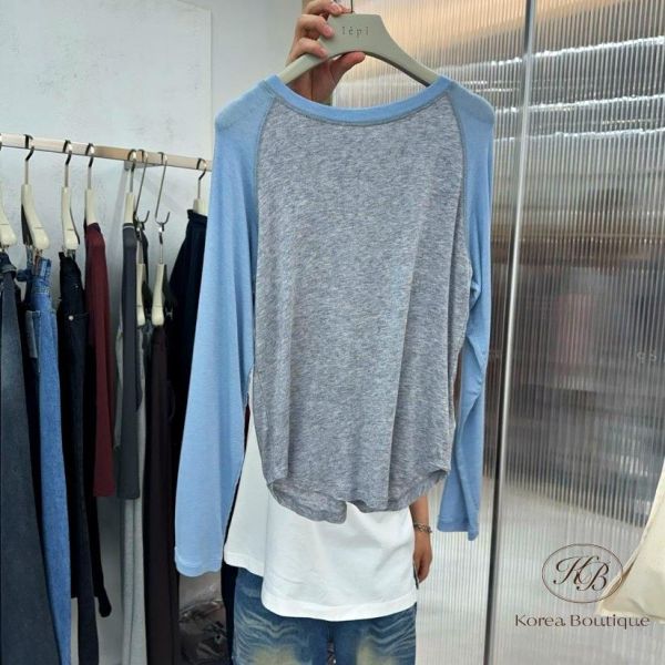 FW2789 秋季 天絲的撞色上衣 