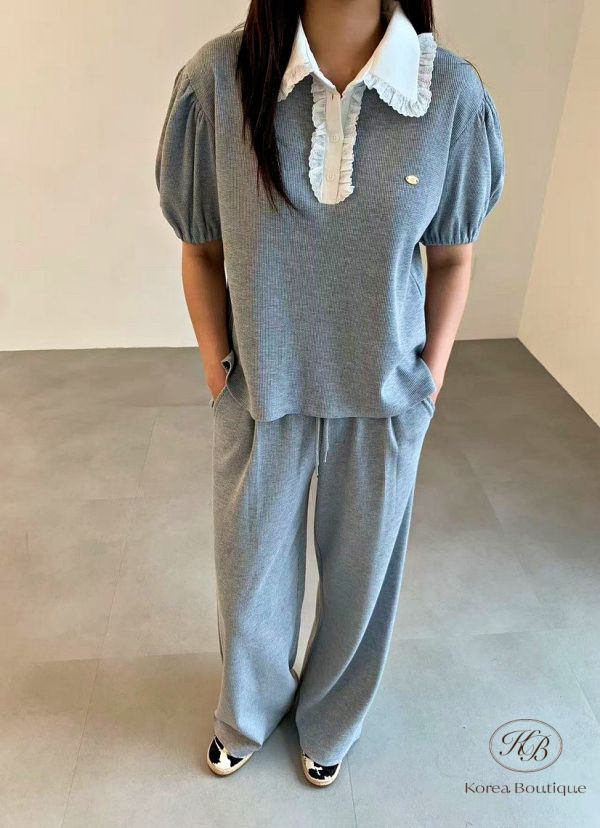 Fw160 秋季 蕾絲領口polo杉套裝 