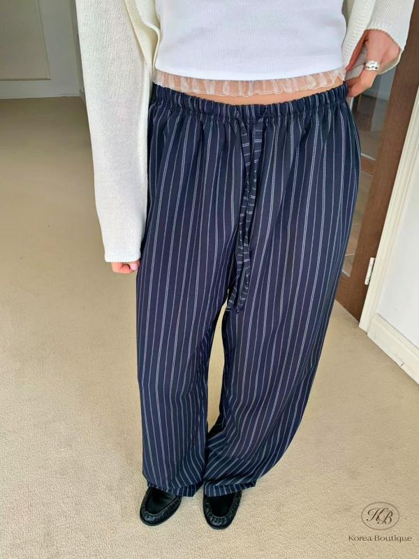 SS437 春季 休閒條紋直筒褲 