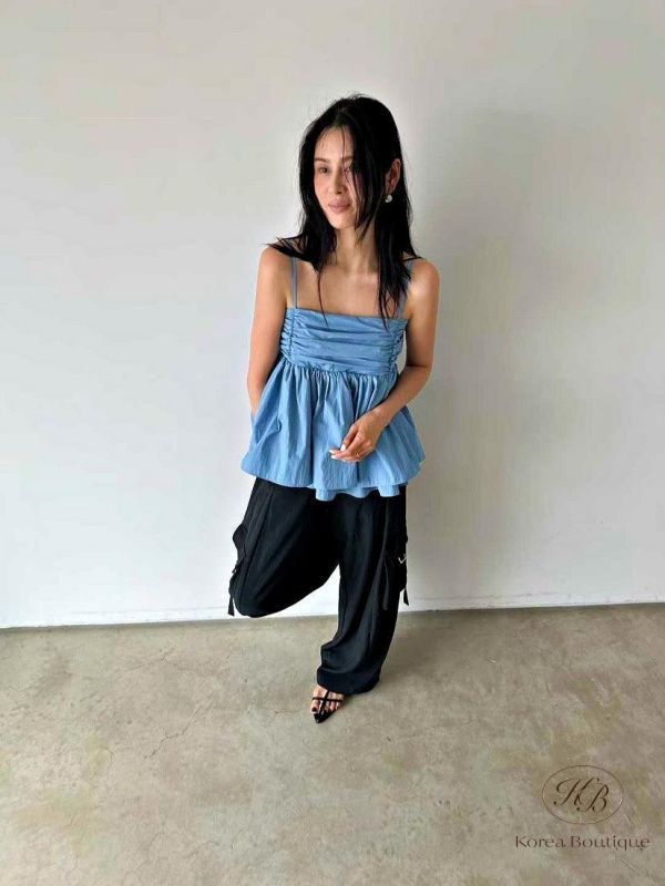 SS339 春季 皺摺襯衫吊帶背心 