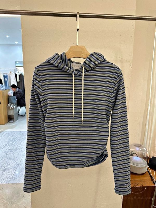 SS02 冬季 細條紋縮腰連帽上衣 