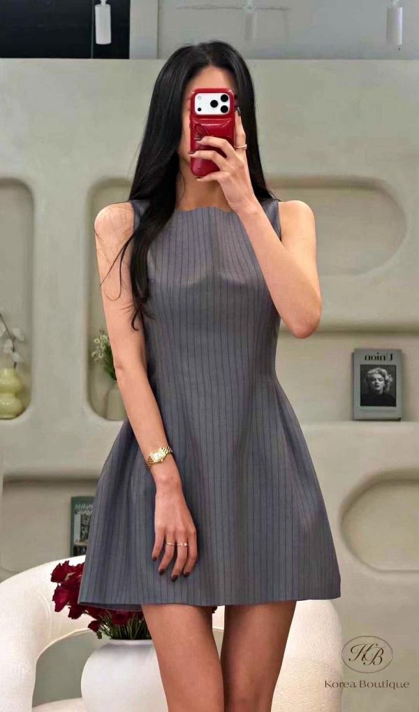 SS282 春季 紋布料西裝背心裙 