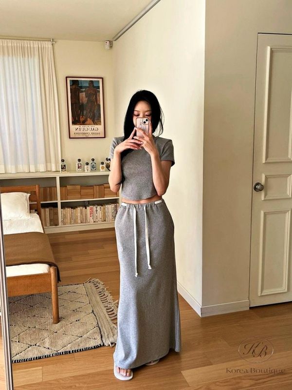 SS391 春季 棉質長裙運動套裝 