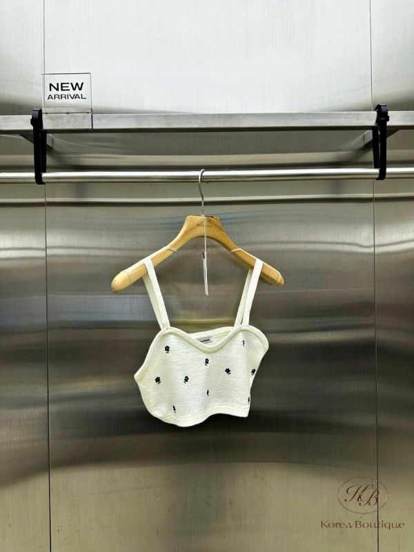 SS411 春季 小花刺繡針織背心 