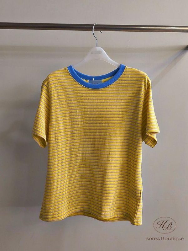 SS435 春季 糖果色配色的條紋tee 