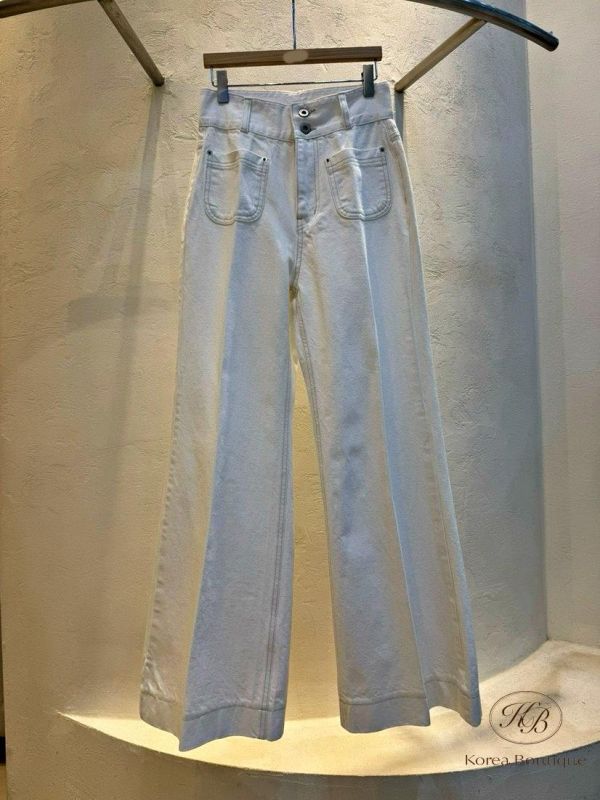 SS367 春季 白色口袋丹寧褲 