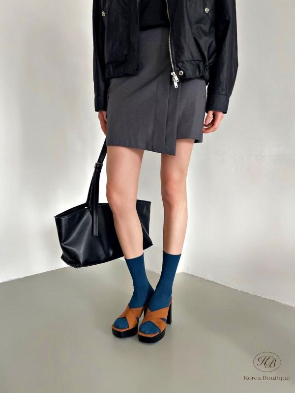 SS216 春季 交叉設計拖鞋高跟 