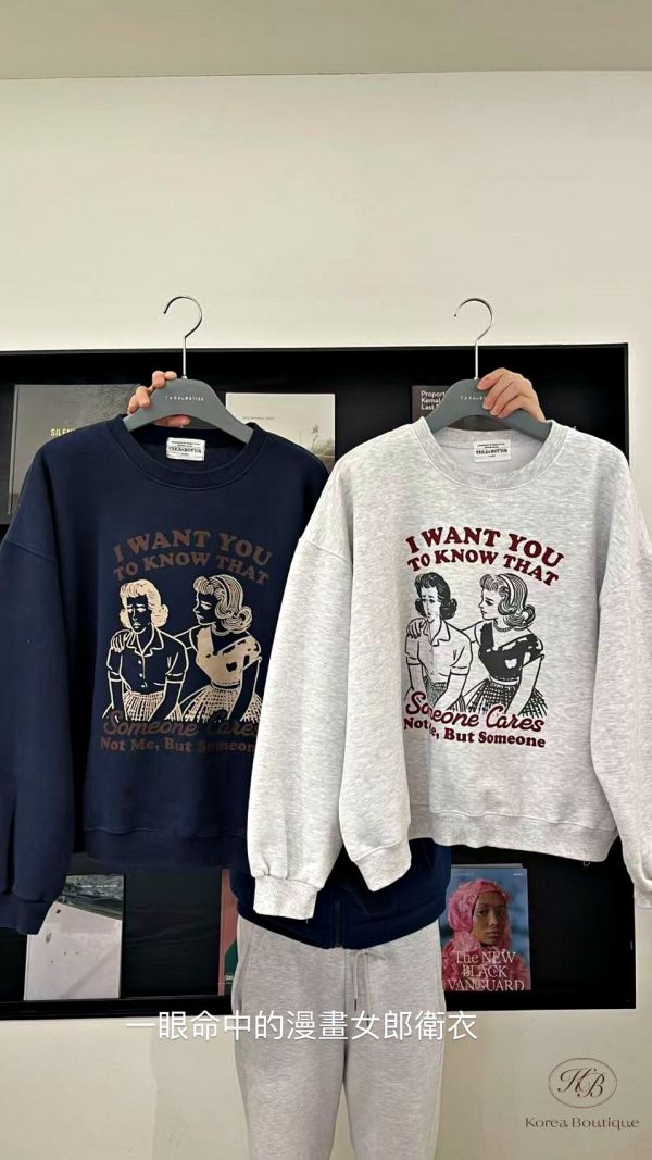 FWKR73 冬季 漫畫女郎 加絨衛衣 