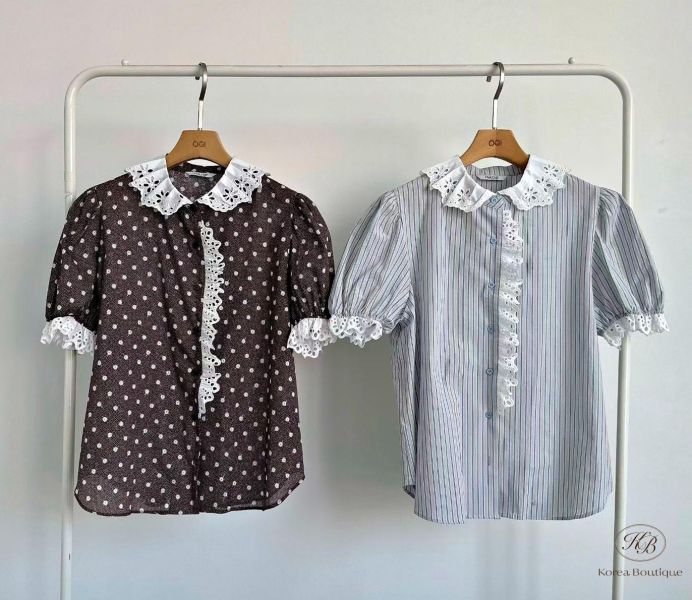 SS352 春季 鏤空花領口襯衫 