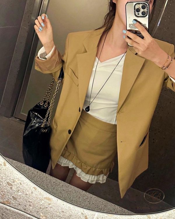 SS115 春季 可愛花邊褲裙西裝套裝 