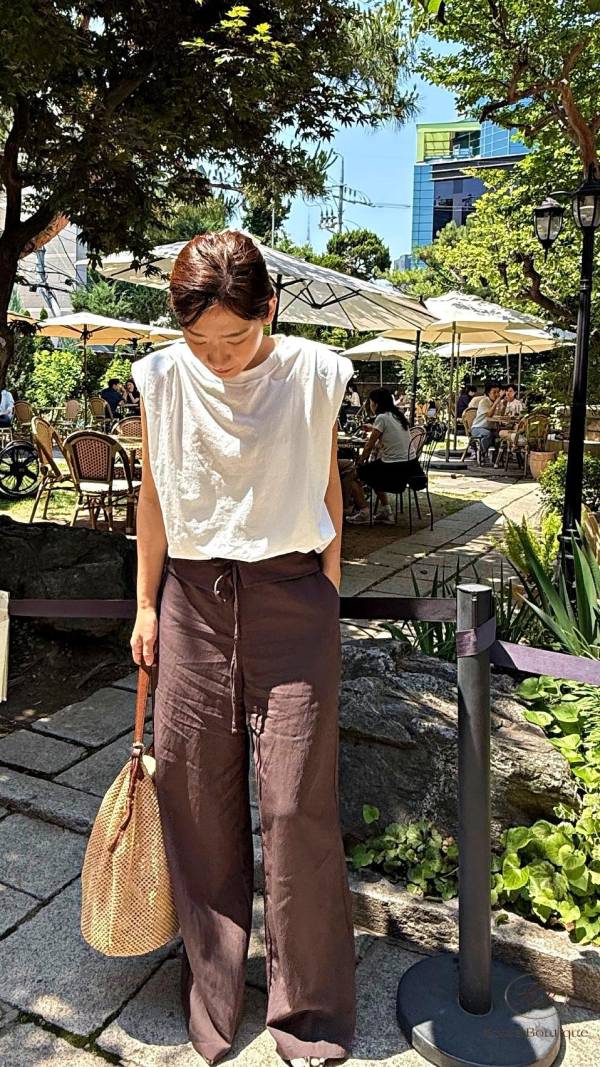 KR2620 夏季 褲頭設計感涼爽長褲 