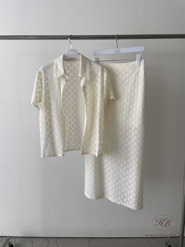 Sv08 夏裝 浮雕花襯衫套裝 