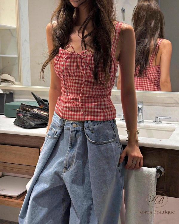 SS414 春季 格子小可愛上衣 