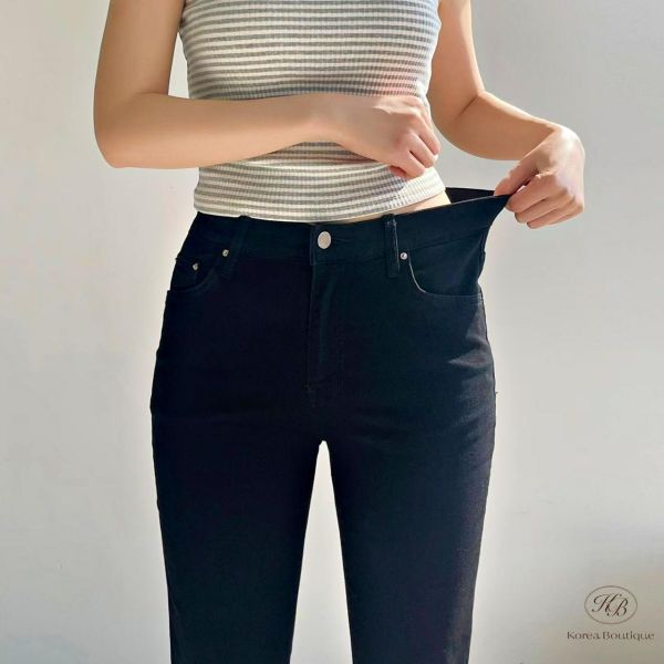 SS223 春季 涼感面料黑色喇叭褲 