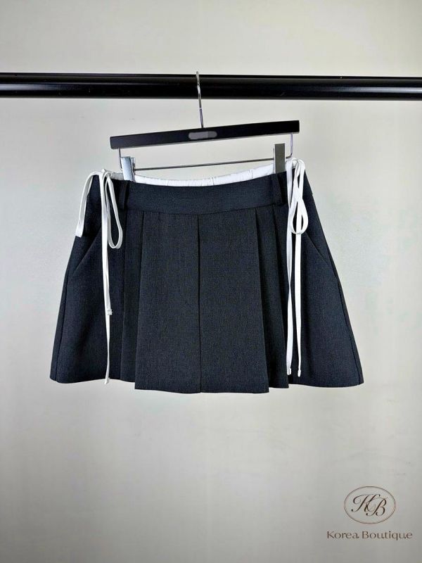 SS205 春季 蝴蝶結設計百褶褲裙 