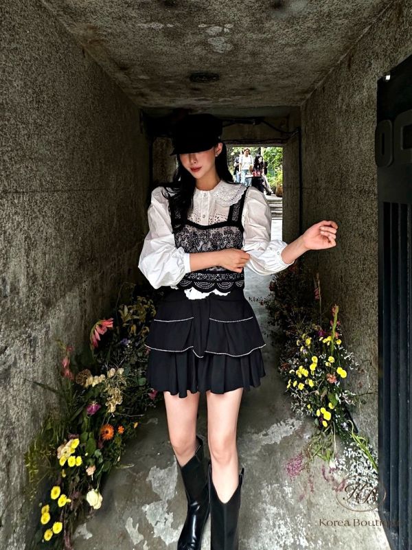 Fw354 秋季 珠串蕾絲馬甲 