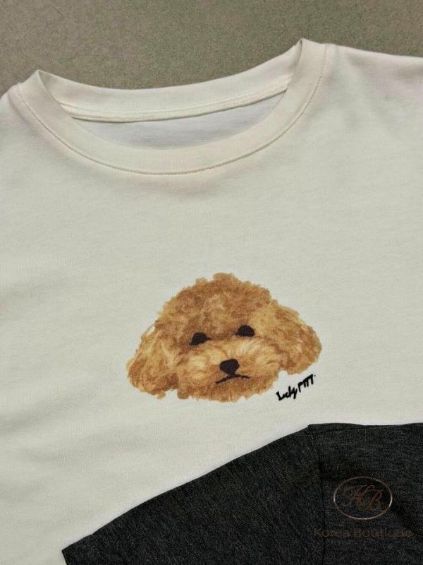 SS363 春季 可愛貴賓狗狗頭像tee 