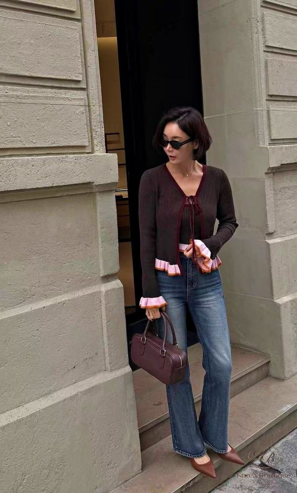 Fw266 秋季 荷葉邊手袖針織套裝 