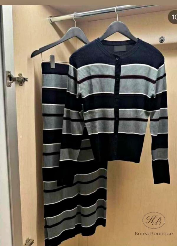 Fw495 冬季 條紋裙裝 闆娘自留 完全不顯身型 