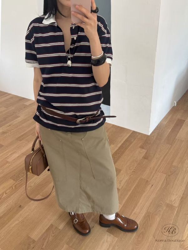Kr101 夏裝 工裝拼接中長裙 