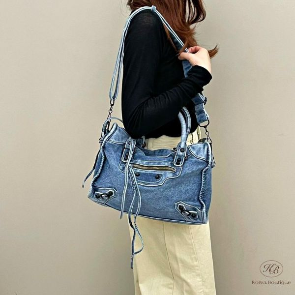 SS366 春季 牛仔丹寧機車包 