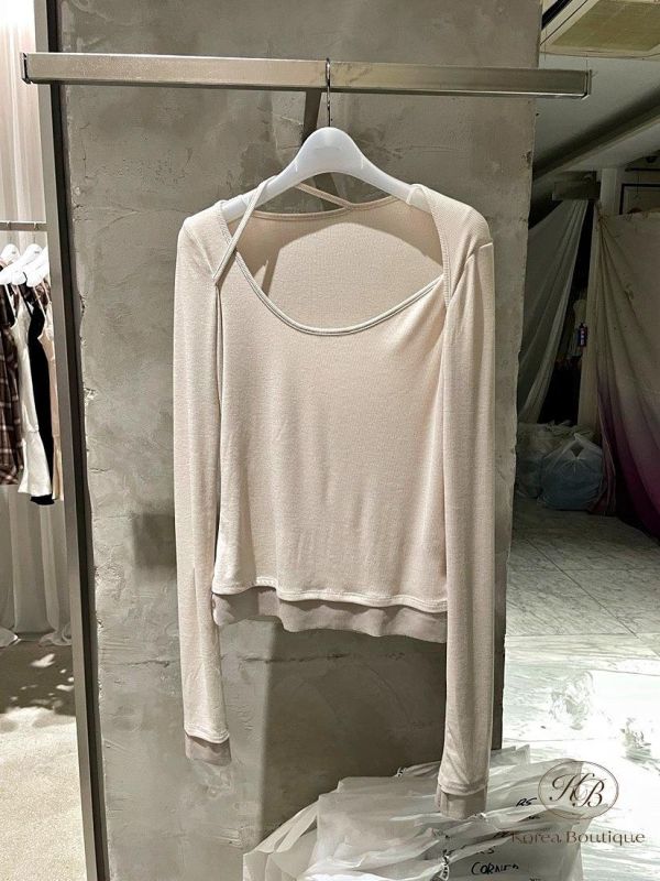 FW2716 秋季 彈性棉挖領上衣 