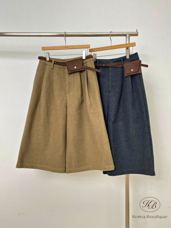 Fw367 秋季 時髦的毛呢七分褲 