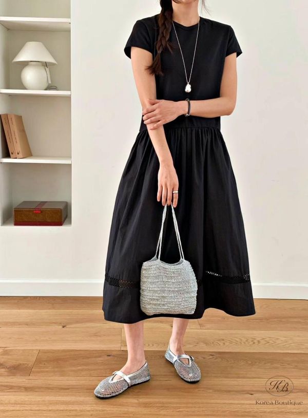 SS457 春季 口袋異材質拼接洋裝 