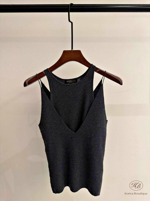 SS195 春季 假兩件質感針織背心 