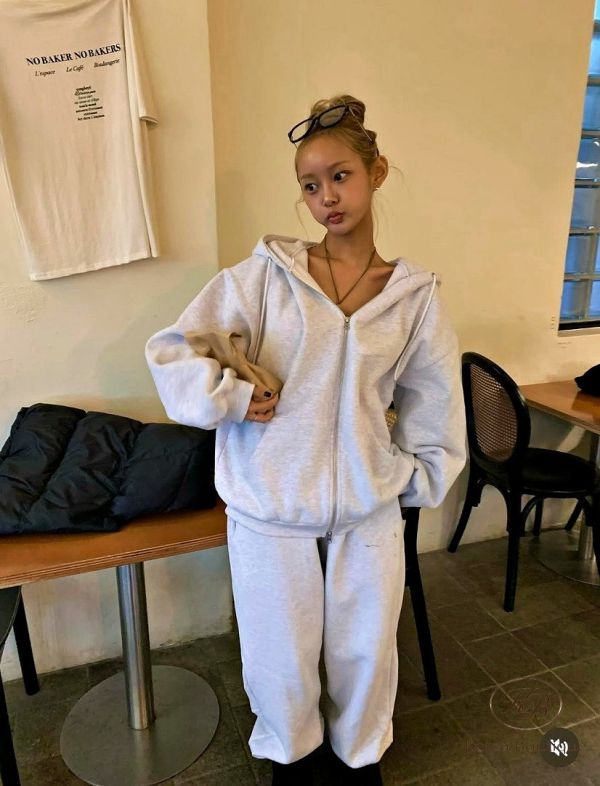 Fw474 冬季 加絨連帽運動褲裝 