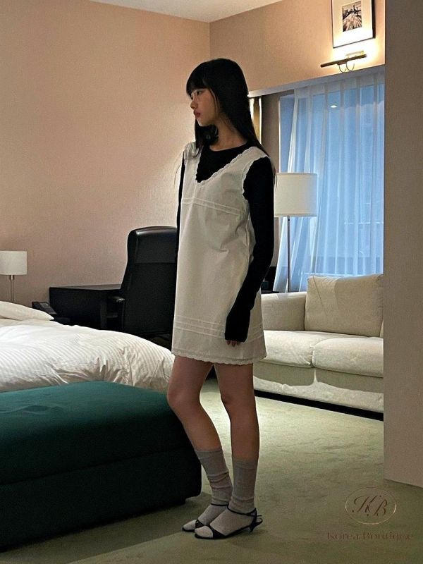 SS257 春季 可愛花邊背心洋裝 