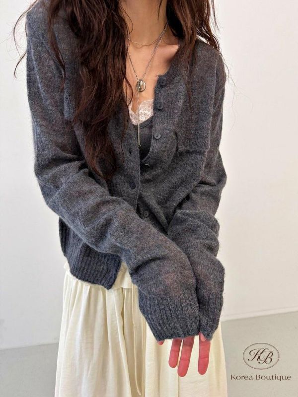 SS265 春季 很美的薄針織口袋外套 