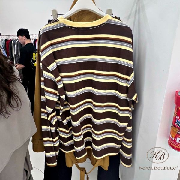 Fw200 秋季 糖果配色條紋tee 