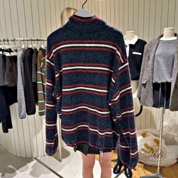 FWKR95 冬季 條紋質感很好的上衣 輕薄保暖 