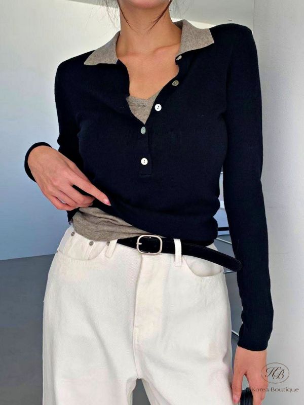 Fw404 秋季 假兩件翻領上衣 