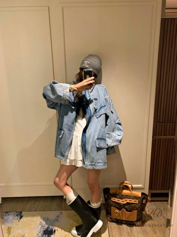 FW2669 秋季 長版牛仔刷色外套 