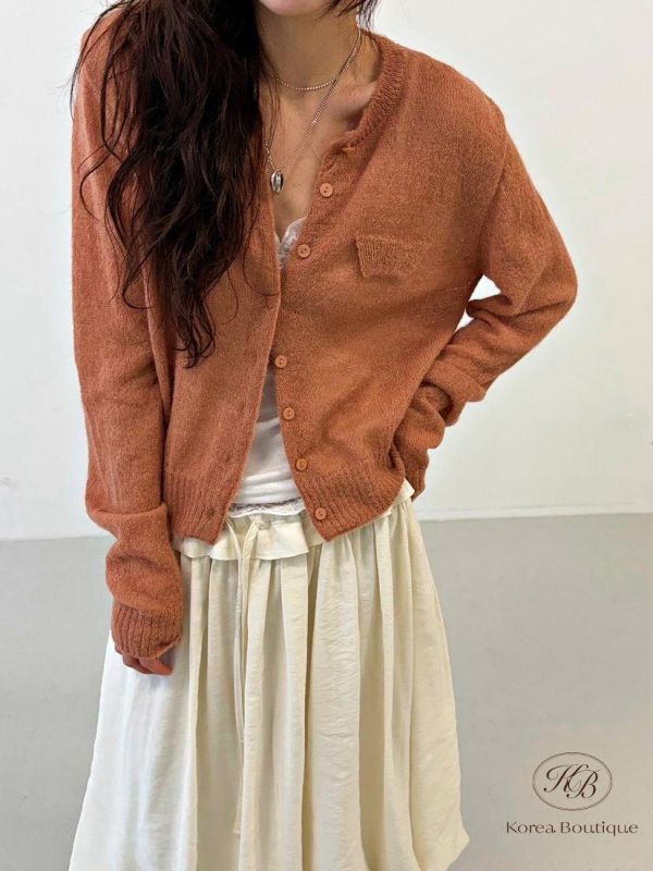 SS265 春季 很美的薄針織口袋外套 