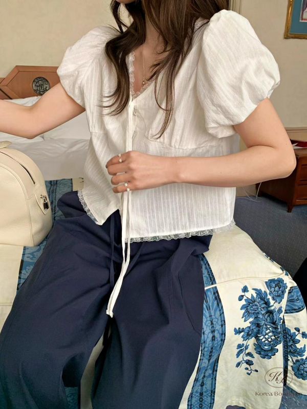 SS361 春季 紋理蓬蓬袖上衣 