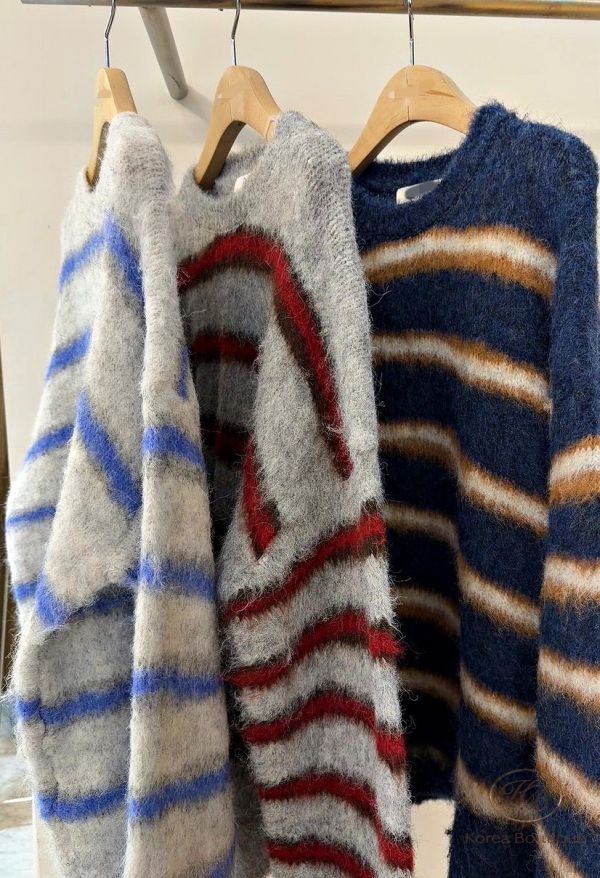 Fw439 冬季 軟儒條紋毛衣 