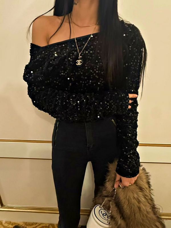 FWKR83 冬季 前後都可以穿的亮片上衣 