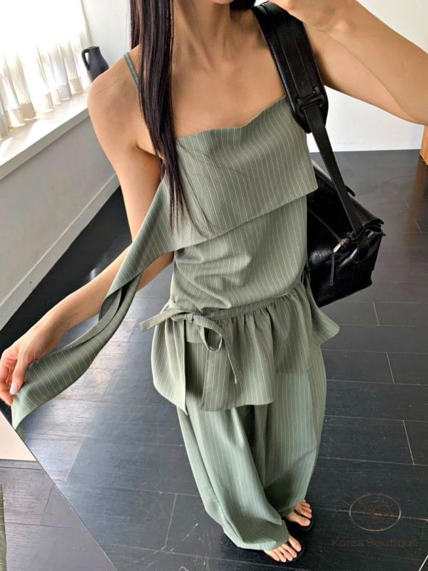 SS470 春季 前後都可穿的綁帶蝴蝶結背心褲裝 