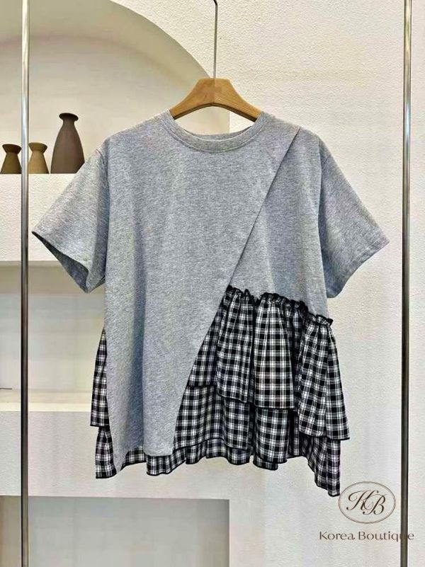 SS455 春季 格紋拼接上衣 