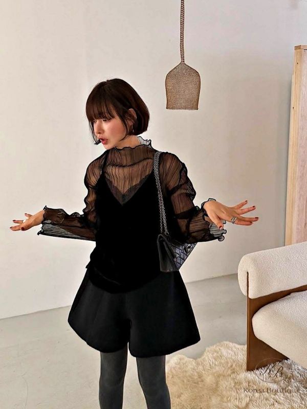 FWKR70 冬季 時髦紋理透露上衣 